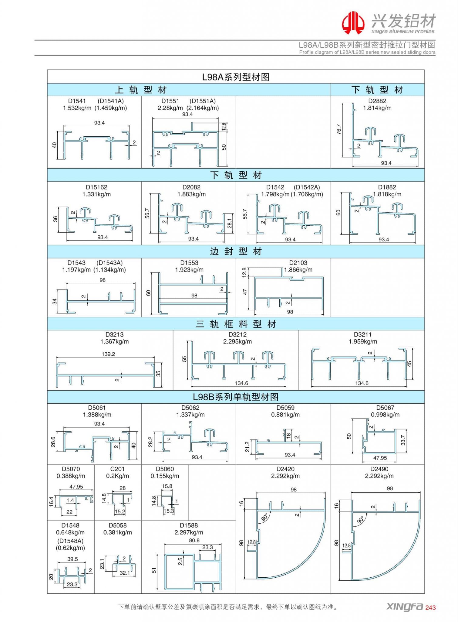 Catalogue mặt cắt nhôm Xingfa hệ 55, hệ 93, hệ 65 Quảng Đông 2025